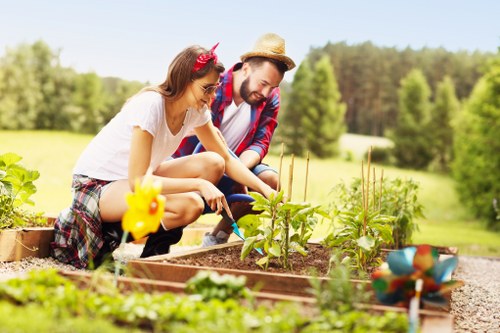 Gardener carrying out a safety check before garden work