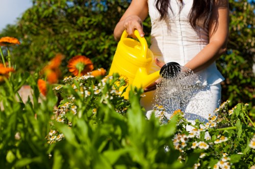 Sorting green waste and recyclable materials for responsible garden clearance